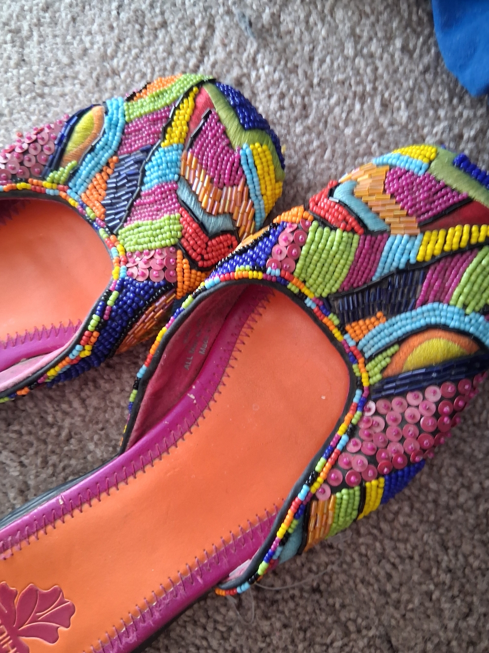 Women's Sz 9 Chico's Multicolor Beaded Flats- Vintage- Excellent Conditon